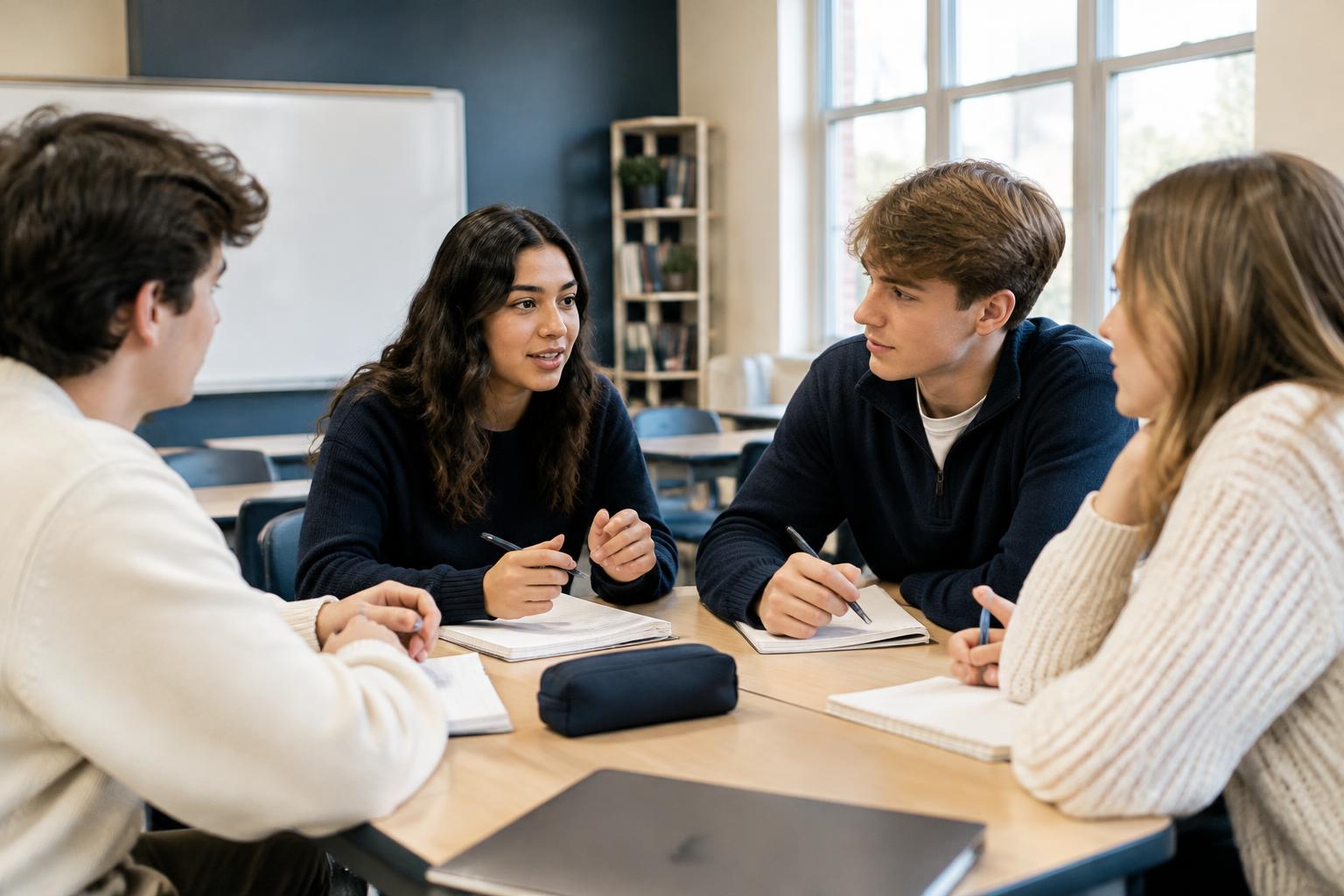 Studenti střední školy při společné práci